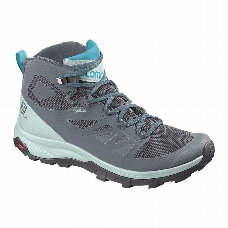 Salomon OUTLINE MID GORE-TEX Botas De Montaña Mujer - Azules Oscuro / Gris - Colombia (57430-UDAJ)